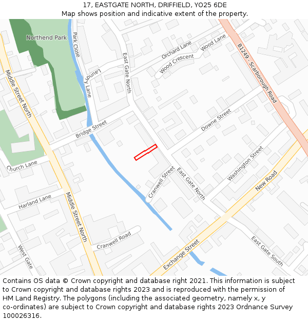 17, EASTGATE NORTH, DRIFFIELD, YO25 6DE: Location map and indicative extent of plot