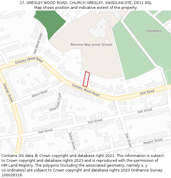 17, GRESLEY WOOD ROAD, CHURCH GRESLEY, SWADLINCOTE, DE11 9QL: Location map and indicative extent of plot
