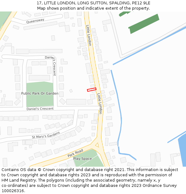 17, LITTLE LONDON, LONG SUTTON, SPALDING, PE12 9LE: Location map and indicative extent of plot
