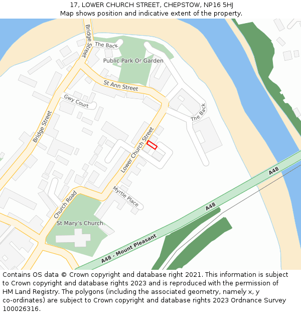 17, LOWER CHURCH STREET, CHEPSTOW, NP16 5HJ: Location map and indicative extent of plot