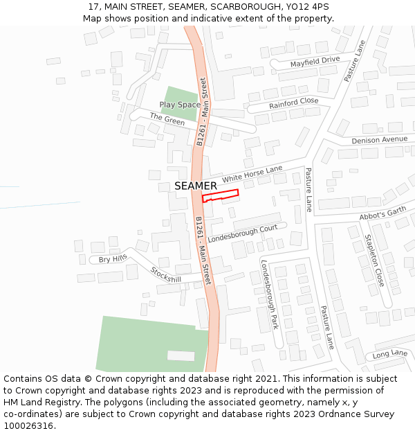 17, MAIN STREET, SEAMER, SCARBOROUGH, YO12 4PS: Location map and indicative extent of plot