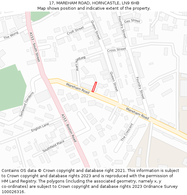 17, MAREHAM ROAD, HORNCASTLE, LN9 6HB: Location map and indicative extent of plot