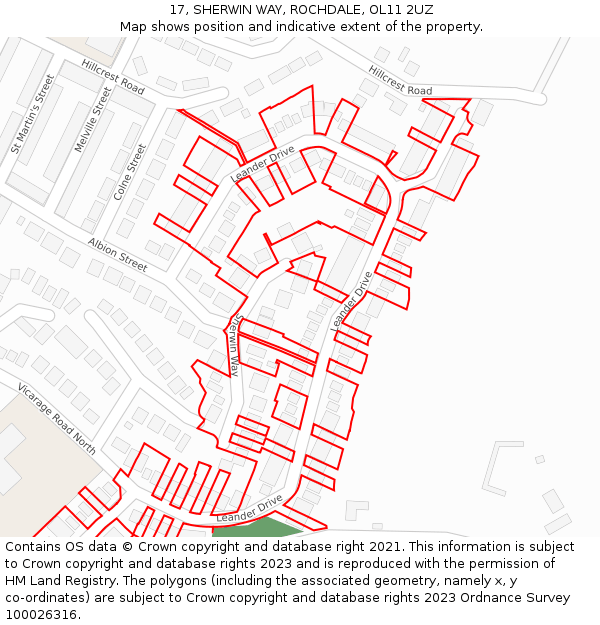 17, SHERWIN WAY, ROCHDALE, OL11 2UZ: Location map and indicative extent of plot