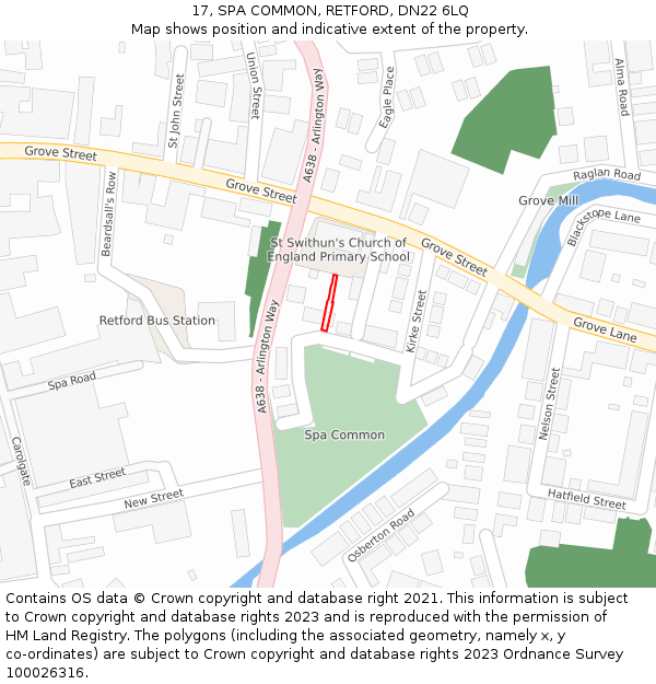 17, SPA COMMON, RETFORD, DN22 6LQ: Location map and indicative extent of plot