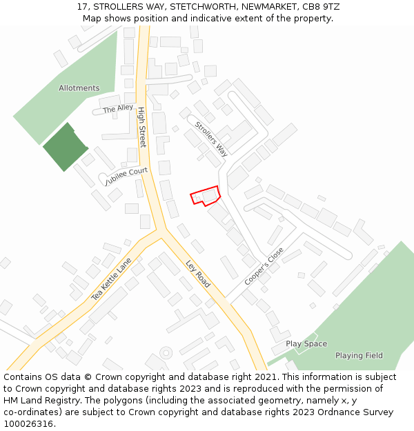 17, STROLLERS WAY, STETCHWORTH, NEWMARKET, CB8 9TZ: Location map and indicative extent of plot