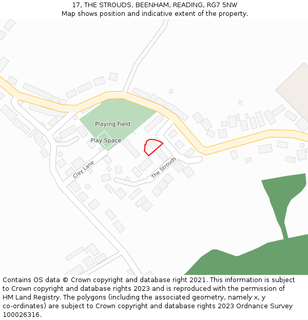 17, THE STROUDS, BEENHAM, READING, RG7 5NW: Location map and indicative extent of plot