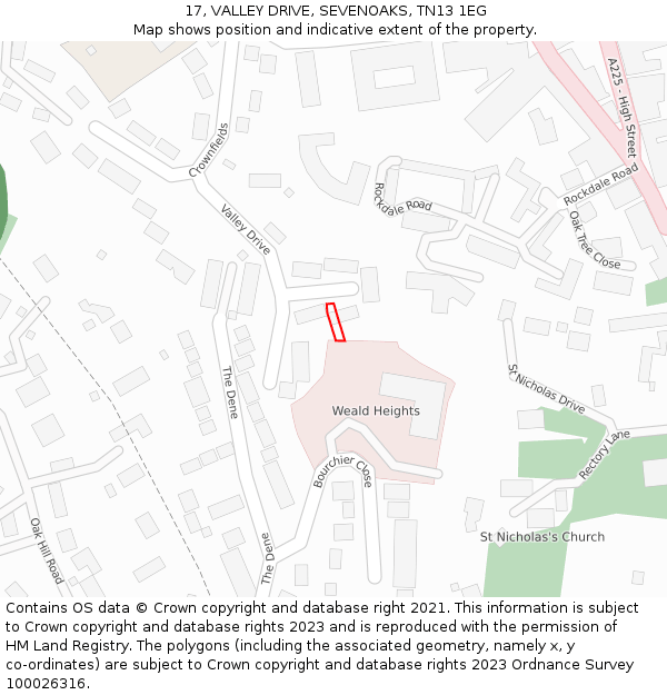 17, VALLEY DRIVE, SEVENOAKS, TN13 1EG: Location map and indicative extent of plot