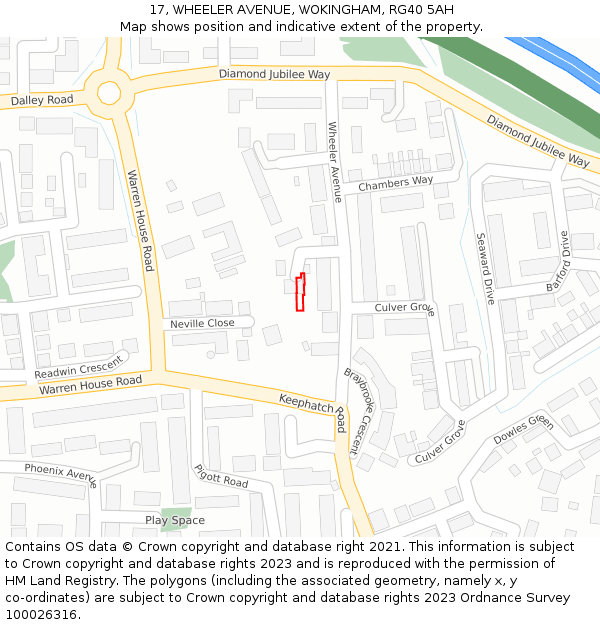 17, WHEELER AVENUE, WOKINGHAM, RG40 5AH: Location map and indicative extent of plot