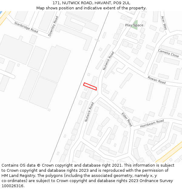 171, NUTWICK ROAD, HAVANT, PO9 2UL: Location map and indicative extent of plot