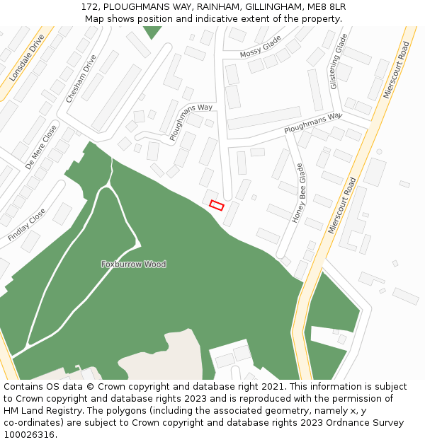 172, PLOUGHMANS WAY, RAINHAM, GILLINGHAM, ME8 8LR: Location map and indicative extent of plot