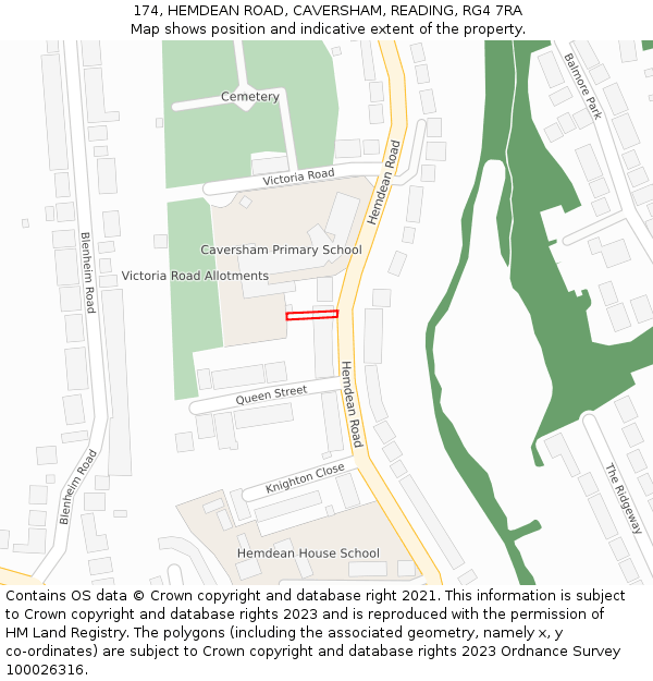 174, HEMDEAN ROAD, CAVERSHAM, READING, RG4 7RA: Location map and indicative extent of plot