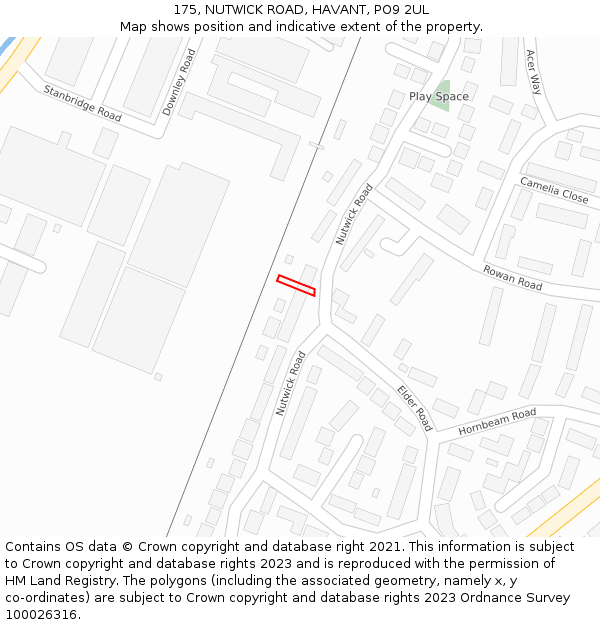 175, NUTWICK ROAD, HAVANT, PO9 2UL: Location map and indicative extent of plot
