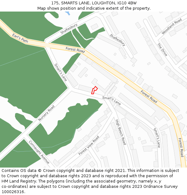 175, SMARTS LANE, LOUGHTON, IG10 4BW: Location map and indicative extent of plot