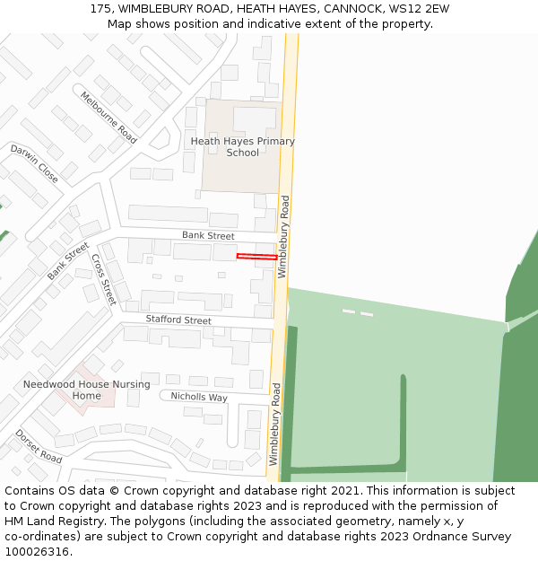 175, WIMBLEBURY ROAD, HEATH HAYES, CANNOCK, WS12 2EW: Location map and indicative extent of plot