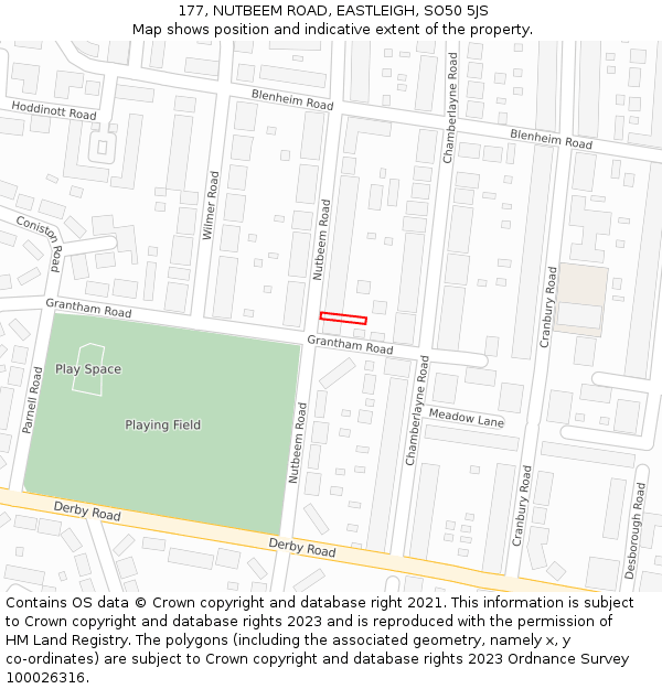 177, NUTBEEM ROAD, EASTLEIGH, SO50 5JS: Location map and indicative extent of plot