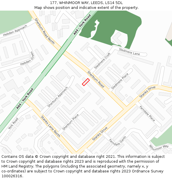 177, WHINMOOR WAY, LEEDS, LS14 5DL: Location map and indicative extent of plot