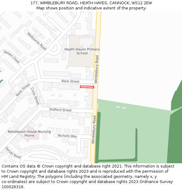 177, WIMBLEBURY ROAD, HEATH HAYES, CANNOCK, WS12 2EW: Location map and indicative extent of plot