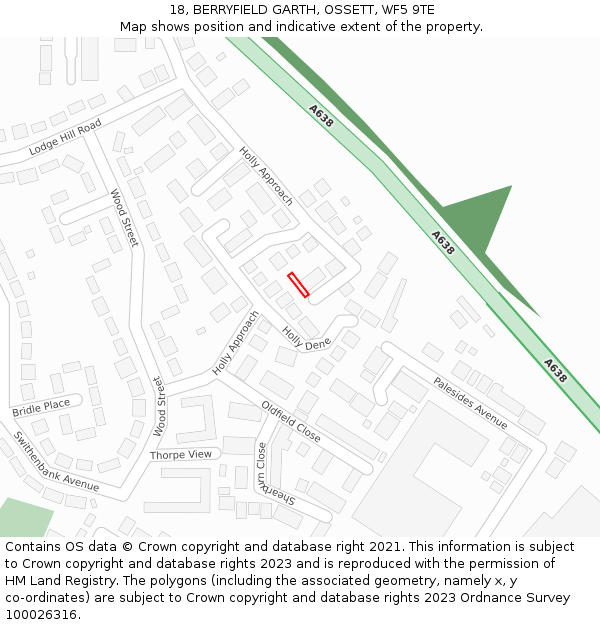 18, BERRYFIELD GARTH, OSSETT, WF5 9TE: Location map and indicative extent of plot