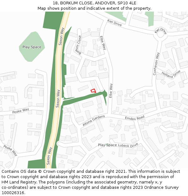 18, BORKUM CLOSE, ANDOVER, SP10 4LE: Location map and indicative extent of plot
