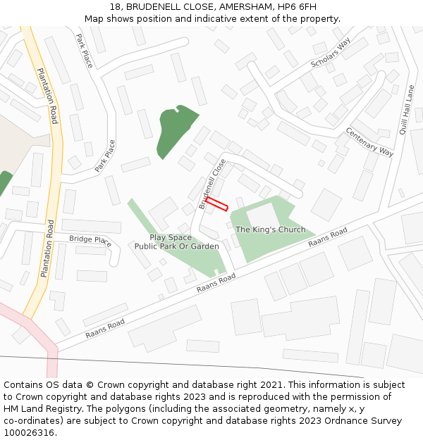 18, BRUDENELL CLOSE, AMERSHAM, HP6 6FH: Location map and indicative extent of plot