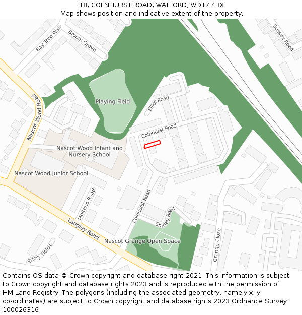 18, COLNHURST ROAD, WATFORD, WD17 4BX: Location map and indicative extent of plot