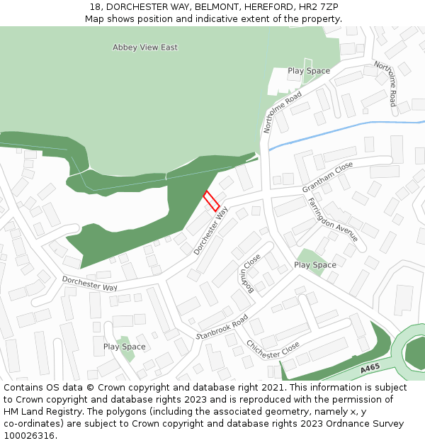 18, DORCHESTER WAY, BELMONT, HEREFORD, HR2 7ZP: Location map and indicative extent of plot