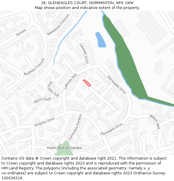 18, GLENEAGLES COURT, NORMANTON, WF6 1WW: Location map and indicative extent of plot