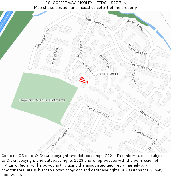 18, GOFFEE WAY, MORLEY, LEEDS, LS27 7LN: Location map and indicative extent of plot