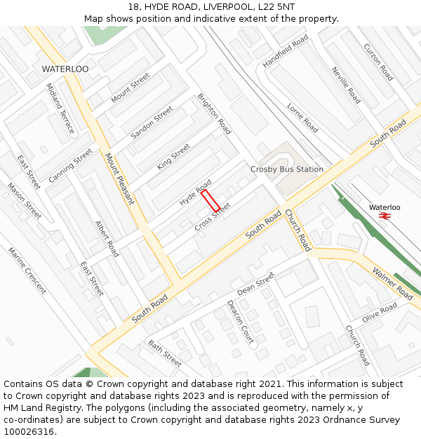 18, HYDE ROAD, LIVERPOOL, L22 5NT: Location map and indicative extent of plot