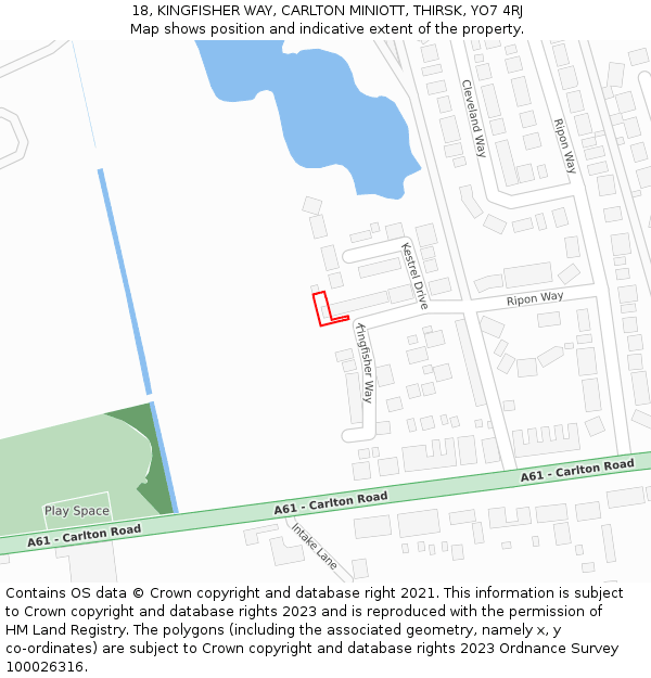 18, KINGFISHER WAY, CARLTON MINIOTT, THIRSK, YO7 4RJ: Location map and indicative extent of plot