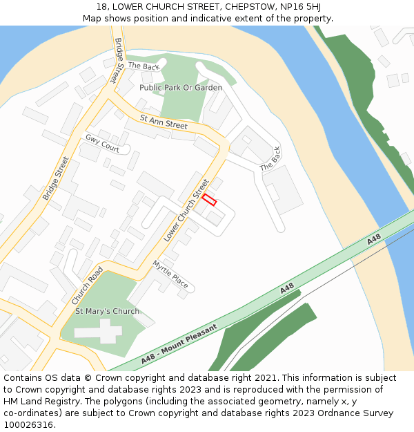 18, LOWER CHURCH STREET, CHEPSTOW, NP16 5HJ: Location map and indicative extent of plot