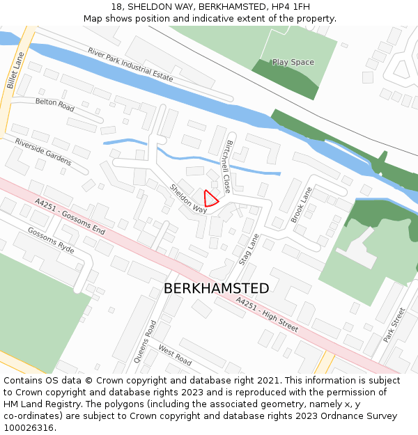 18, SHELDON WAY, BERKHAMSTED, HP4 1FH: Location map and indicative extent of plot