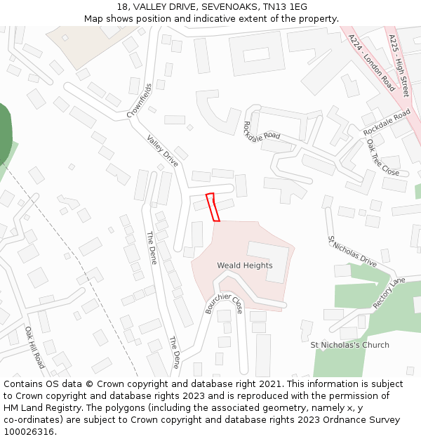 18, VALLEY DRIVE, SEVENOAKS, TN13 1EG: Location map and indicative extent of plot