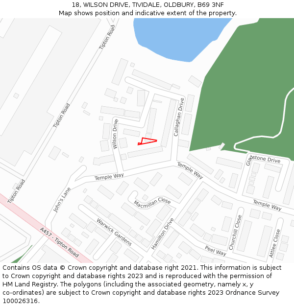 18, WILSON DRIVE, TIVIDALE, OLDBURY, B69 3NF: Location map and indicative extent of plot