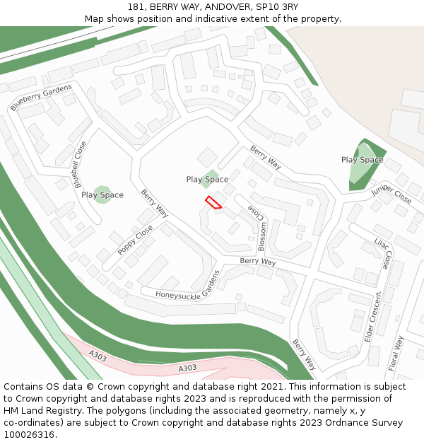 181, BERRY WAY, ANDOVER, SP10 3RY: Location map and indicative extent of plot