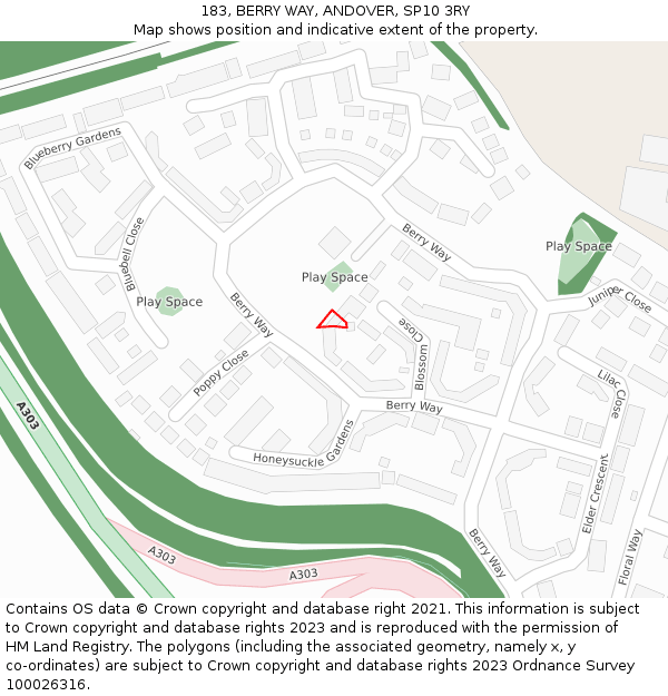 183, BERRY WAY, ANDOVER, SP10 3RY: Location map and indicative extent of plot