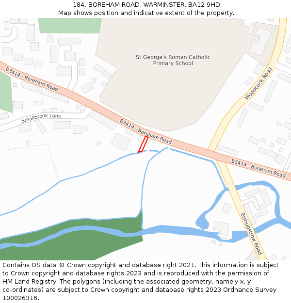 184, BOREHAM ROAD, WARMINSTER, BA12 9HD: Location map and indicative extent of plot