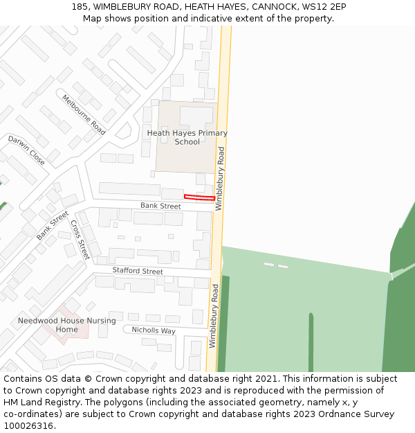 185, WIMBLEBURY ROAD, HEATH HAYES, CANNOCK, WS12 2EP: Location map and indicative extent of plot