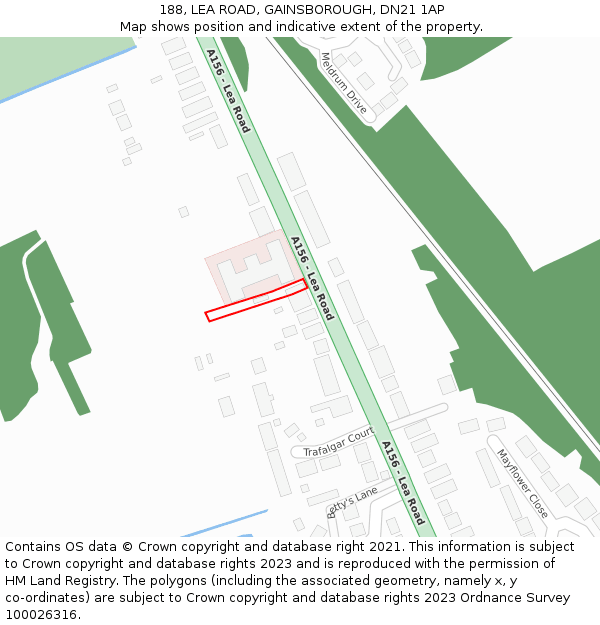 188, LEA ROAD, GAINSBOROUGH, DN21 1AP: Location map and indicative extent of plot