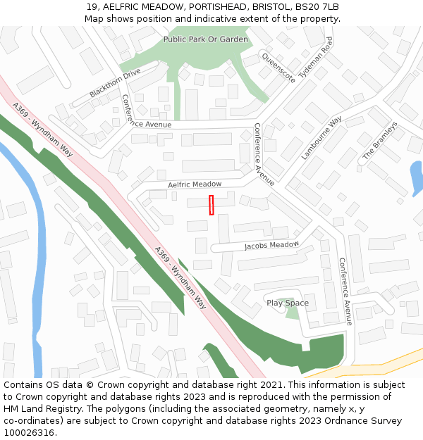 19, AELFRIC MEADOW, PORTISHEAD, BRISTOL, BS20 7LB: Location map and indicative extent of plot