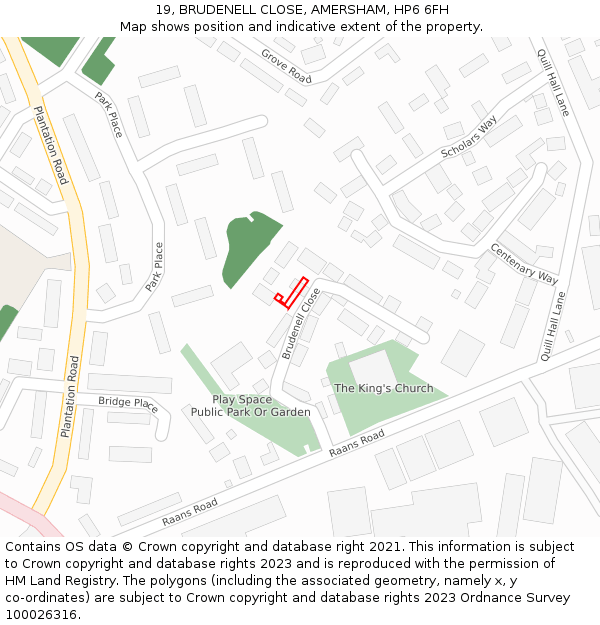 19, BRUDENELL CLOSE, AMERSHAM, HP6 6FH: Location map and indicative extent of plot