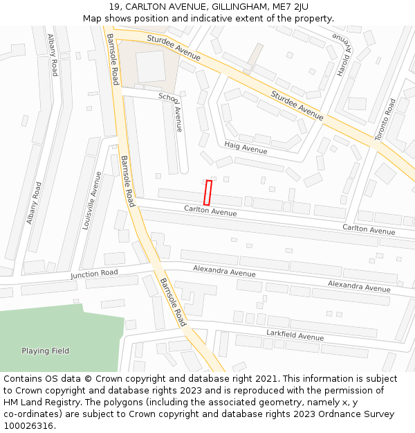 19, CARLTON AVENUE, GILLINGHAM, ME7 2JU: Location map and indicative extent of plot