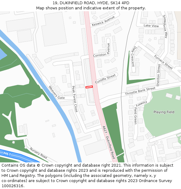 19, DUKINFIELD ROAD, HYDE, SK14 4PD: Location map and indicative extent of plot