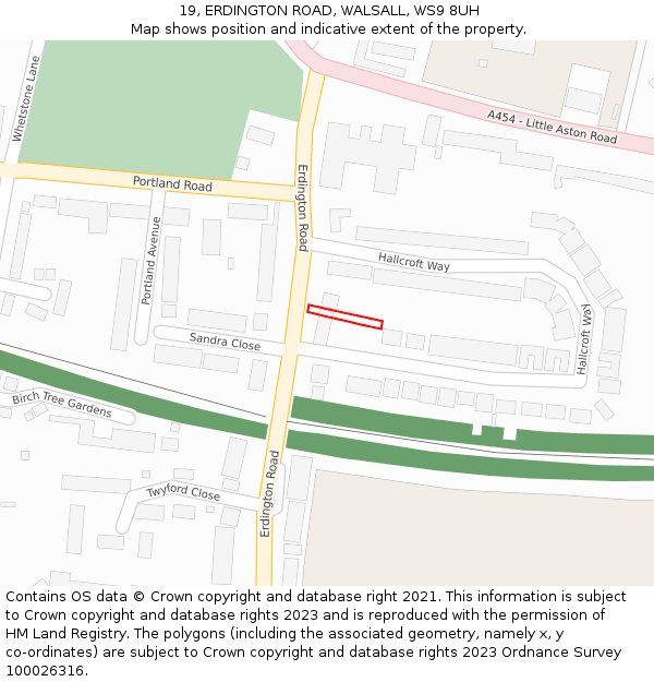 19, ERDINGTON ROAD, WALSALL, WS9 8UH: Location map and indicative extent of plot