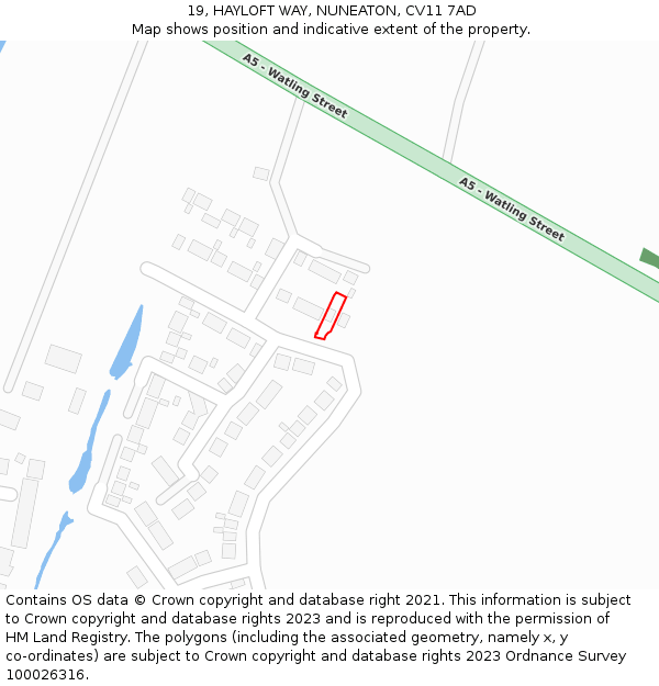 19, HAYLOFT WAY, NUNEATON, CV11 7AD: Location map and indicative extent of plot