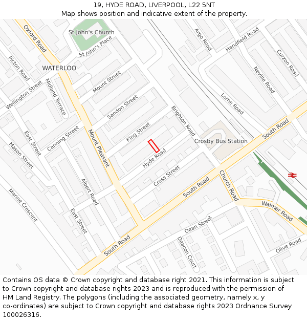 19, HYDE ROAD, LIVERPOOL, L22 5NT: Location map and indicative extent of plot