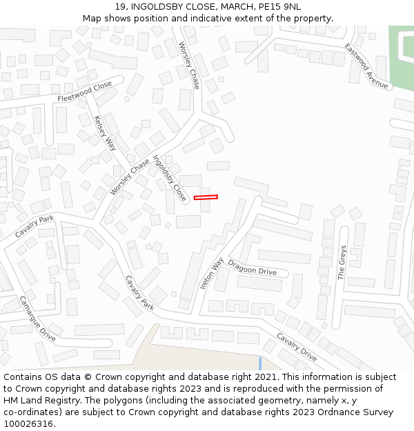 19, INGOLDSBY CLOSE, MARCH, PE15 9NL: Location map and indicative extent of plot