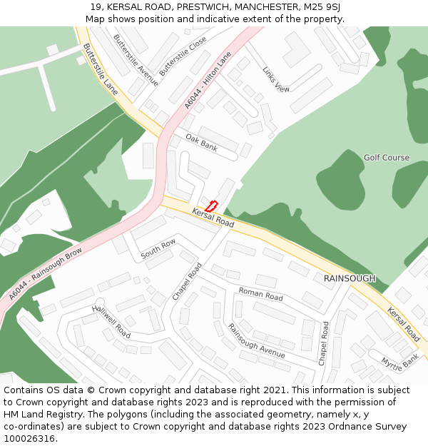 19, KERSAL ROAD, PRESTWICH, MANCHESTER, M25 9SJ: Location map and indicative extent of plot