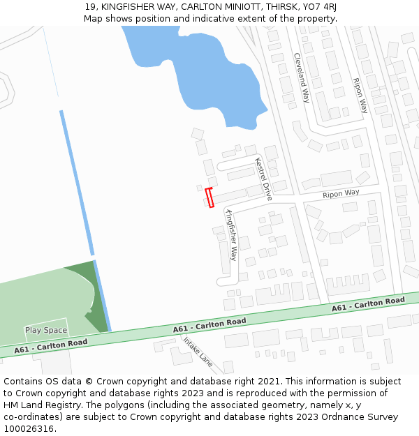 19, KINGFISHER WAY, CARLTON MINIOTT, THIRSK, YO7 4RJ: Location map and indicative extent of plot