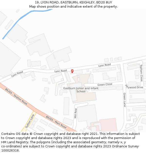 19, LYON ROAD, EASTBURN, KEIGHLEY, BD20 8UY: Location map and indicative extent of plot